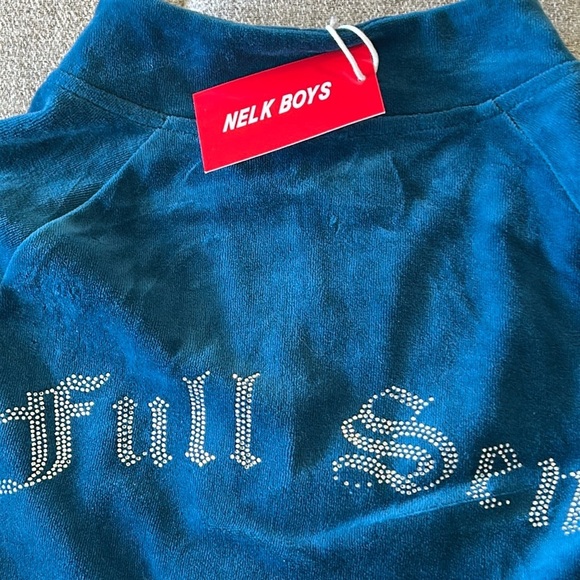 NELK BOYS, FULL SEND, BLUE, VELOUR TRACKSUIT, TOP SIZE M, BOTTOM SIZE SM - Picture 2 of 16